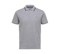 Selected Homme Slhdante Sport Ss Polo Noos, Herren Poloshirt mit kurzen Ärmeln, 100% Baumwolle, Viertelknopfleiste & gesticktem Brustlogo, Medium Grey Melange/Grau
