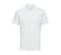 SELECTED HOMME Slhfave Zip Ss Polo Noos, Herren Polohemd mit halbem Reißverschluss, Regular Fit, Bio-Baumwolle & recyceltes Polyester, Für jeden Anlass, Freizeithemd, Cloud Dancer/Weiß