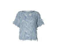 Selected - Kurzarmshirt mit U-Boot-Ausschnitt und Fransen blau - Gr. - 38