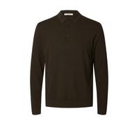 Selected - Langarm-Strick-Poloshirt - SLHBerg braun - Gr. - S
