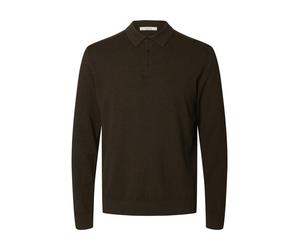 Selected - Langarm-Strick-Poloshirt - SLHBerg braun - Gr. - XL