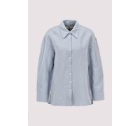 Selected Langarmbluse Leinen-Baumwolle 40 Dusty blue/bright wh