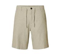 Selected Chinoshorts BRODY – Regular Fit – Baumwoll-Leinen-Mix – Oliv – Größe S
