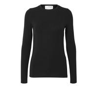 SELECTED FEMME Damen Langarmshirt Slim Fit Rundhals Basic Komfort Stilvoll, Farben:Schwarz, Größe:XL