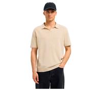 Selected Herren - Mattis Leinenmischung Offenes Polohemd - Oatmeal Ecru M
