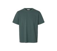Rundhalsshirt SELECTED "SLHATLAS SS O-NECK TEE", Herren, Gr. XL, balsam grün, Jersey, Obermaterial: 95% Baumwolle, 5% Elasthan, unifarben, regular fit, Rundhals, Shirts Rundhalsshirt (67913606-XL)
