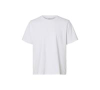 Rundhalsshirt SELECTED "SLHATLAS SS O-NECK TEE", Herren, Gr. XL, hellweiß, Jersey, Obermaterial: 95% Baumwolle, 5% Elasthan, unifarben, regular fit, Rundhals, Shirts Rundhalsshirt (15677852-XL)