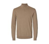 SELECTED MEN Herren Slhberg Ls Half Zip Noos, Savannah Tan, L
