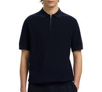 Selected Poloshirt CRAN Kurzarm Reißverschluss Bio-Baumwolle Dunkelblau M