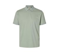 Poloshirt SELECTED "SLHFAVE BUTTON SS POLO NOOS", Herren, Gr. L, aqua gray, Jersey, Obermaterial: 50% Baumwolle, 50% Polyester, unifarben, regular fit normal, ohne Ausschnitt, Shirts, Baumwollmischung