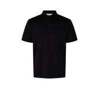 SELECTED MEN Herren Slhfave Button Ss Polo Noos, Black, S