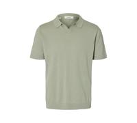 SELECTED MEN Herren Slhmattis Ss Linen Blend Open Polo Noos, Aqua Gray, L
