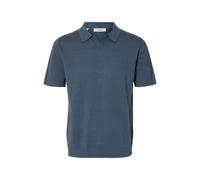 SELECTED MEN Herren Slhmattis Ss Linen Blend Open Polo Noos, Blue Mirage, XL