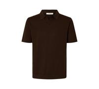 Poloshirt SELECTED "SLHMATTIS SS KNIT SUN OPEN POLO NOOS", Herren, Gr. M, delicioso, Strick, Obermaterial: 65% Baumwolle, 35% Leinen, unifarben, regular fit normal, ohne Ausschnitt, Bündchen, Shirts (