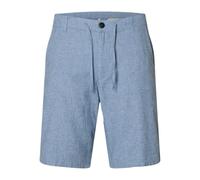 SELECTED HOMME Slim Fit Bermudas aus Baumwoll-Leinen-Mix Modell 'BRODY' in Blau Melange, Größe M