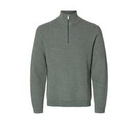 SELECTED MEN Herren Slhross Ls Knit Structure Half Zip Noos, Balsam Green, M
