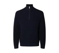 SELECTED MEN Herren Slhross Ls Knit Structure Half Zip Noos, Dark Sapphire, Large