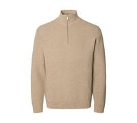 Selected Regular Fit Troyer aus Bio-Baumwolle Modell 'ROSS' in Sand Melange, Größe XXL