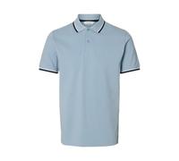 SELECTED MEN Herren Slhslim-Atlas Sport Ss Polo, Dusty Blue, XL