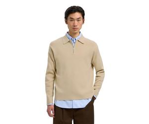 SELECTED MEN Herren Slhteller Fn Relaxed Half Zip Polo Noos, Oatmeal, L