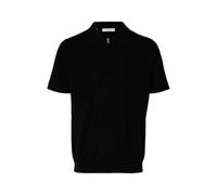 SELECTED MEN Herren Slhtray Ss Knit Half Zip Polo Noos, Black, Large