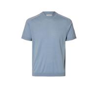 SELECTED MEN Herren Slhtray Ss Knit Merino Crew Neck Noos, Dusty Blue, XL