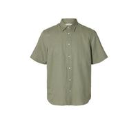 SELECTED MEN Herren Slmregclaus Clay Linenblend Ss Sht Noos, Vetiver, XL EU