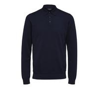 selected men - Langarm-Strick-Poloshirt - SLHBerg blau - Gr. - XXL