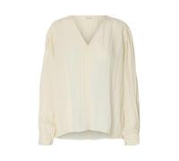 selected men - Langarmbluse mit V-Ausschnitt und Ballonärmeln beige - Gr. - 40