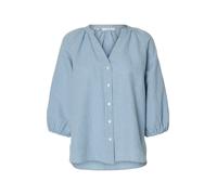 Selected Langarmbluse Dusty Blue 36 Dusty blue/bright wh