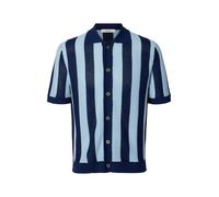 selected men - Polo Cardigan mit Streife - Slhshane blau - Gr. - S