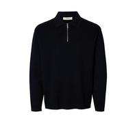 Selected Herren Polo SLHTELLER Relaxed Fit Half-Zip Viskose-Mix Sky Captain M