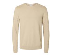 Strickpullover SELECTED HOMME "SLHBERG CREW NECK NOOS", Herren, Gr. M, beige (oatmeal detail:melange), Strick, Obermaterial: 100% Baumwolle, meliert, modisch, regular fit, Rundhals, Pullover (68976054