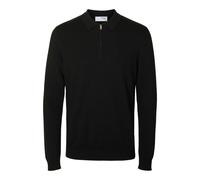 SELECTED MEN - SLHBERG LS HALF ZIP POLO NOOS black - Gr. - M
