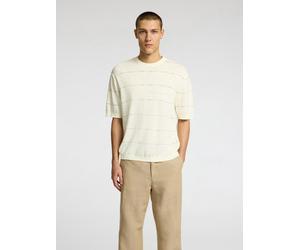SELECTED MEN - SLHBERG SUN SS KNIT RELAXED TEE egret - Gr. - XXL