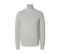 Rollkragenpullover SELECTED HOMME "SLHDANE LS KNIT STRUCTURE ROLL NECK NOOS", Herren, Gr. M, grau (light grau melange), Strick, Obermaterial: 100% Baumwolle, meliert, modisch, regular fit, Langarm Rip