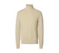 Rollkragenpullover SELECTED HOMME "SLHDANE LS KNIT STRUCTURE ROLL NECK NOOS", Herren, Gr. XXL, beige (oatmeal), Strick, Obermaterial: 100% Baumwolle, unifarben, regular fit hüftbedeckend, hoch geschlo