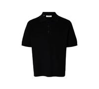 Selected Homme Relaxed Fit Poloshirt aus reiner Baumwolle Modell 'DANE' in Black, Größe M