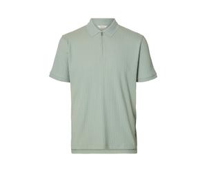 SELECTED MEN - SLHFAVE STRUCTURE SS POLO NOOS aqua gray - Gr. - S