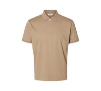 SELECTED MEN - SLHFAVE ZIP SS POLO NOOS savannah tan - Gr. - XXL
