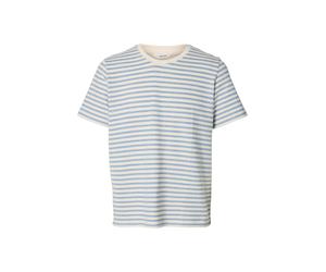 SELECTED MEN - SLHKEVIN STRIPE SS O-NECK TEE Egret - Gr. - M