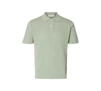 SELECTED MEN - SLHMATTIS SS KNIT NEW CABLE POLO Aqua Gray - Gr. - S