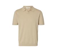 SELECTED MEN - SLHMATTIS SS LINEN BLEND OPEN POLO NOOS oatmeal - Gr. - M