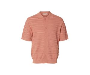 SELECTED MEN - SLHPALLE SS KNIT POLO CARDIGAN Rose Dawn - Gr. - XXL