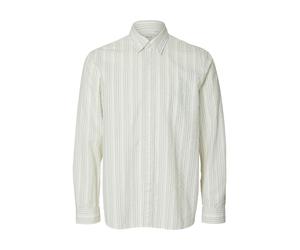 SELECTED MEN - SLHREGFREDDIE MIX SEERSUCKER LS SHIRT Egret - Gr. - XL