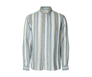 SELECTED MEN - SLHREGKYLIAN LINEN LS SHIRT Blue Mirage - Gr. - XL