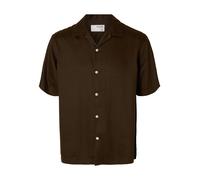 Selected Kurzarm-Hemd mit Leinen-Anteil Herren Regular Fit Lyocell schoko, M