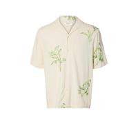 selected men - SLHREGTERRY AOP SS SHIRT Egret - Gr. - XXL