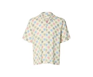 selected men - SLHRLXHOTEL AMOUR STAMPS AOP SS SHIRT Egret - Gr. - M