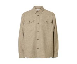 SELECTED MEN - SLHRLXPABLO WOOL BLEND OVERSHIRT oatmeal - Gr. - S